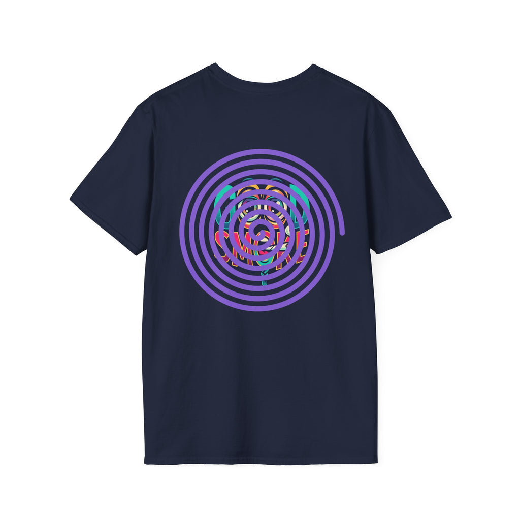 Spiral Vortex Floral T-Shirt — Purple Concentric Circle Graphic Tee