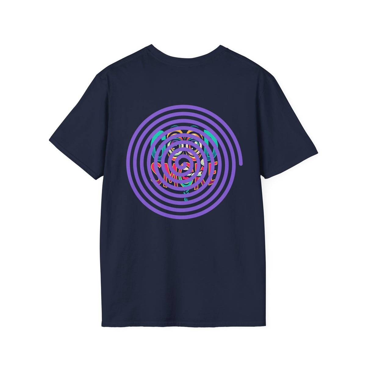 Spiral Vortex Floral T-Shirt — Purple Concentric Circle Graphic Tee