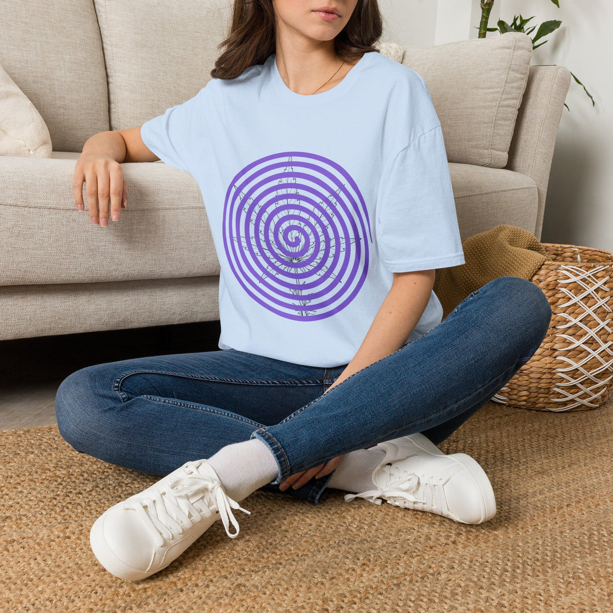 Spiral Target Graphic T-Shirt — Purple Concentric Circles Trendy Tee