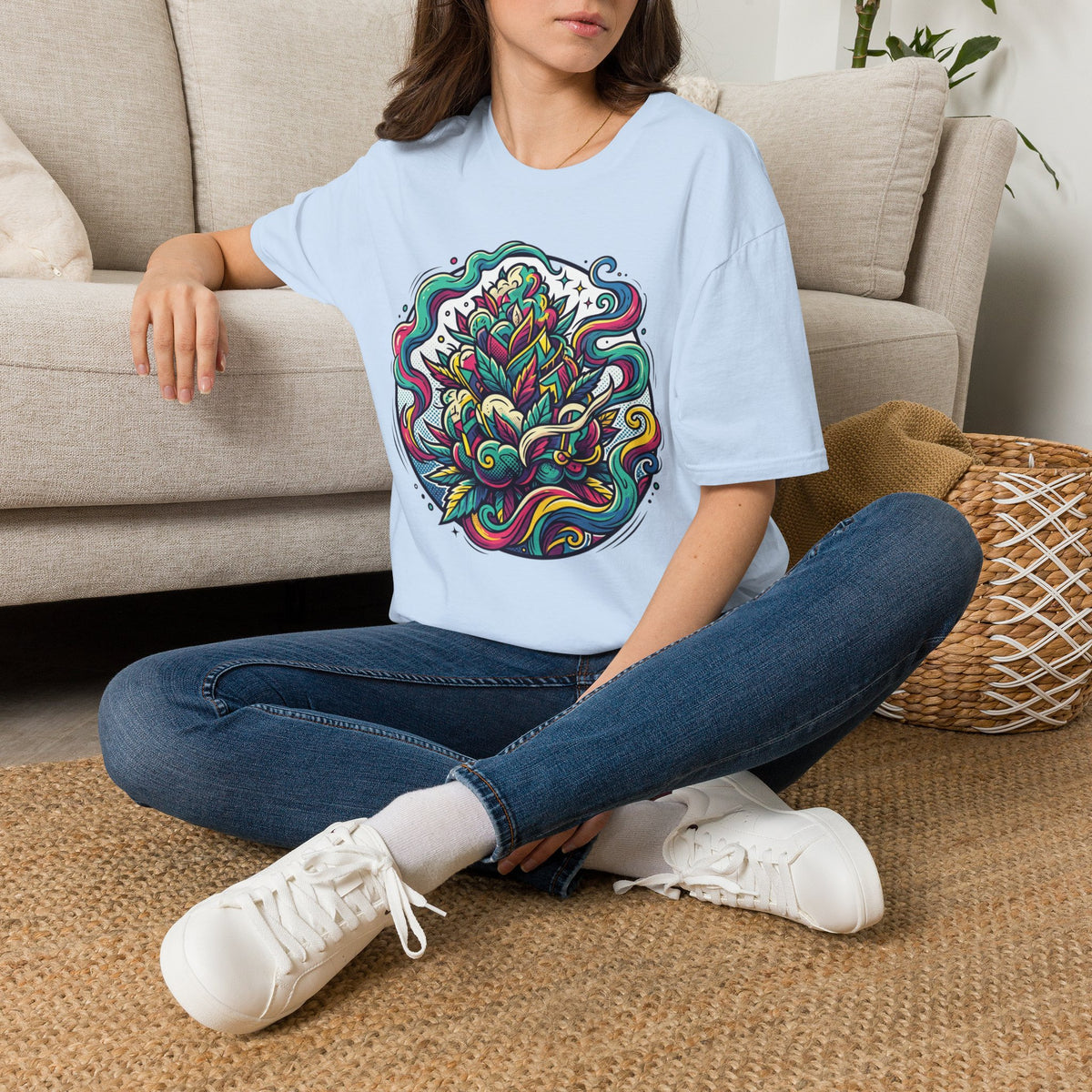Psychedelic Floral Tee — Colorful Mandala Lotus T-Shirt