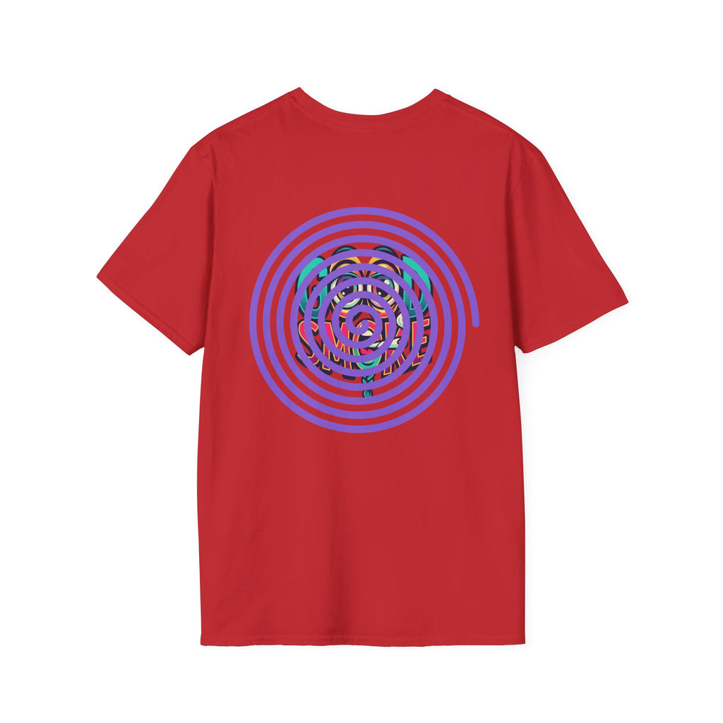 Spiral Vortex Floral T-Shirt — Purple Concentric Circle Graphic Tee