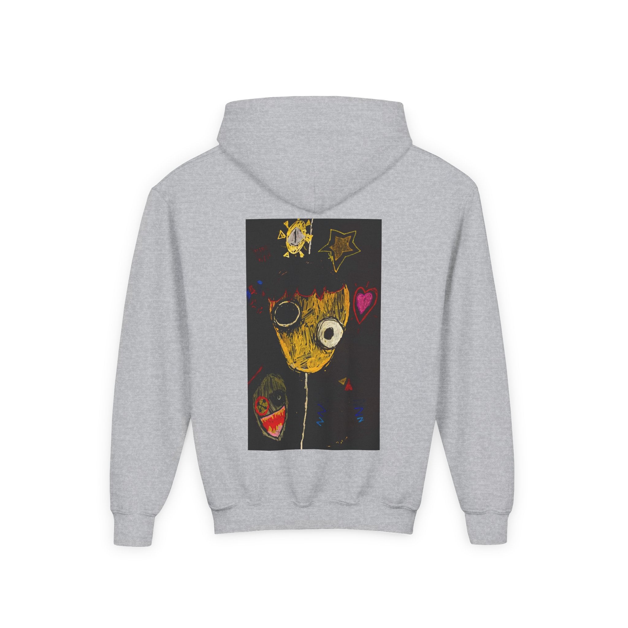 Youth Hoodie — Playful Smiley Monster Art Sweatshirt