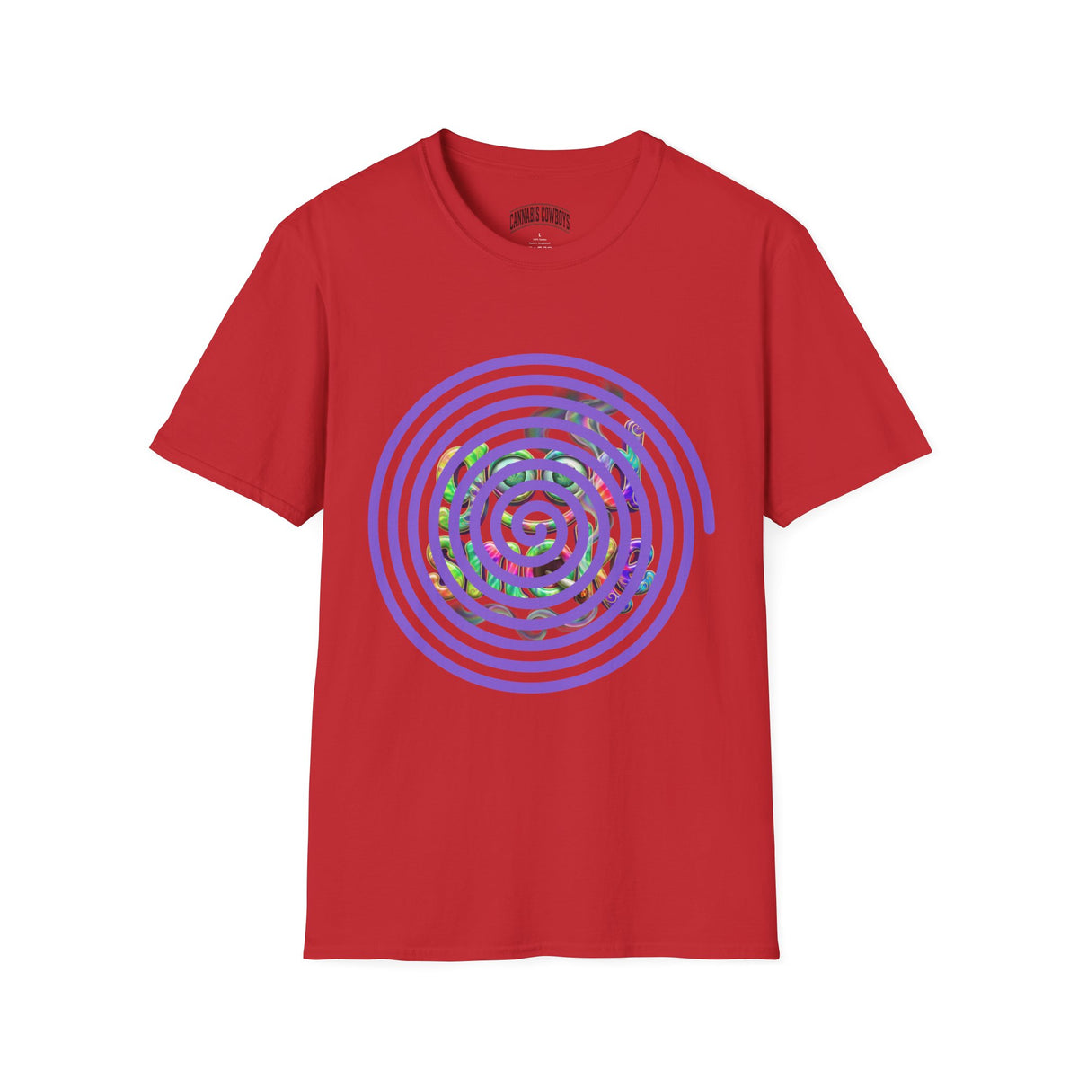 Spiral Vortex Floral T-Shirt — Purple Concentric Circle Graphic Tee