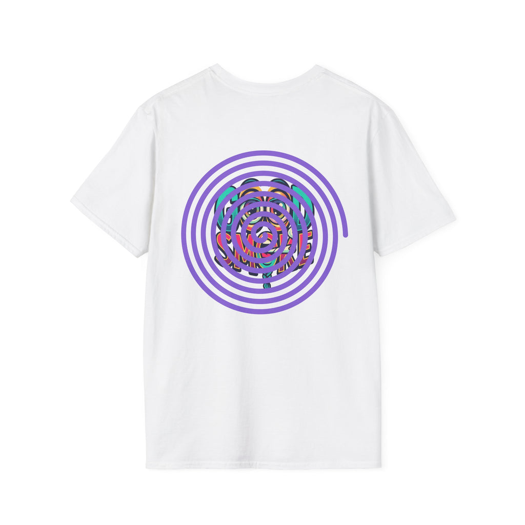 Spiral Vortex Floral T-Shirt — Purple Concentric Circle Graphic Tee