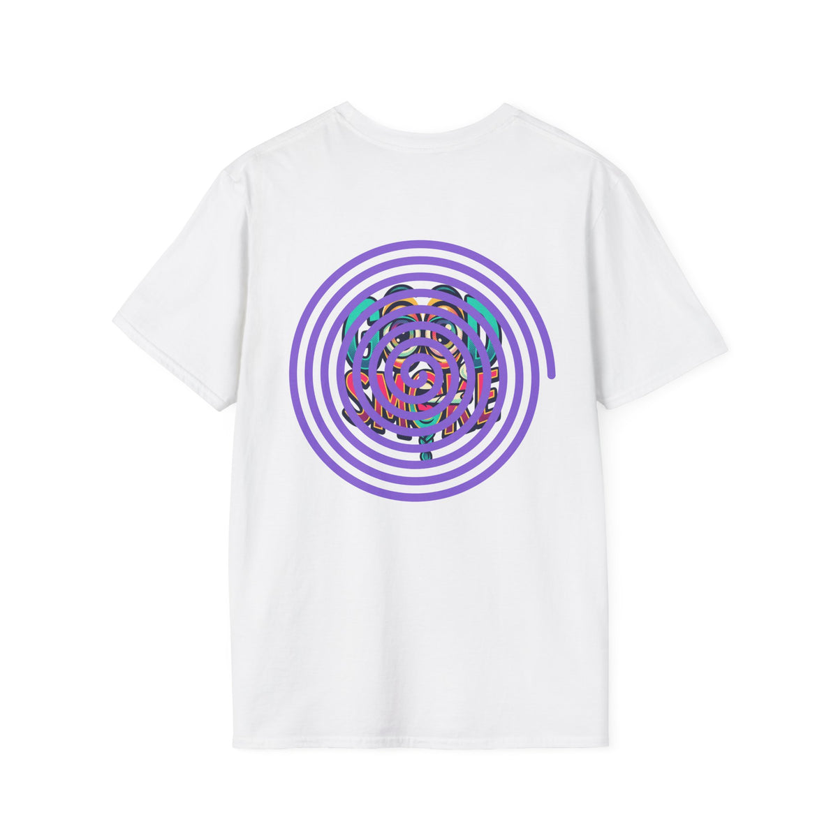 Spiral Vortex Floral T-Shirt — Purple Concentric Circle Graphic Tee