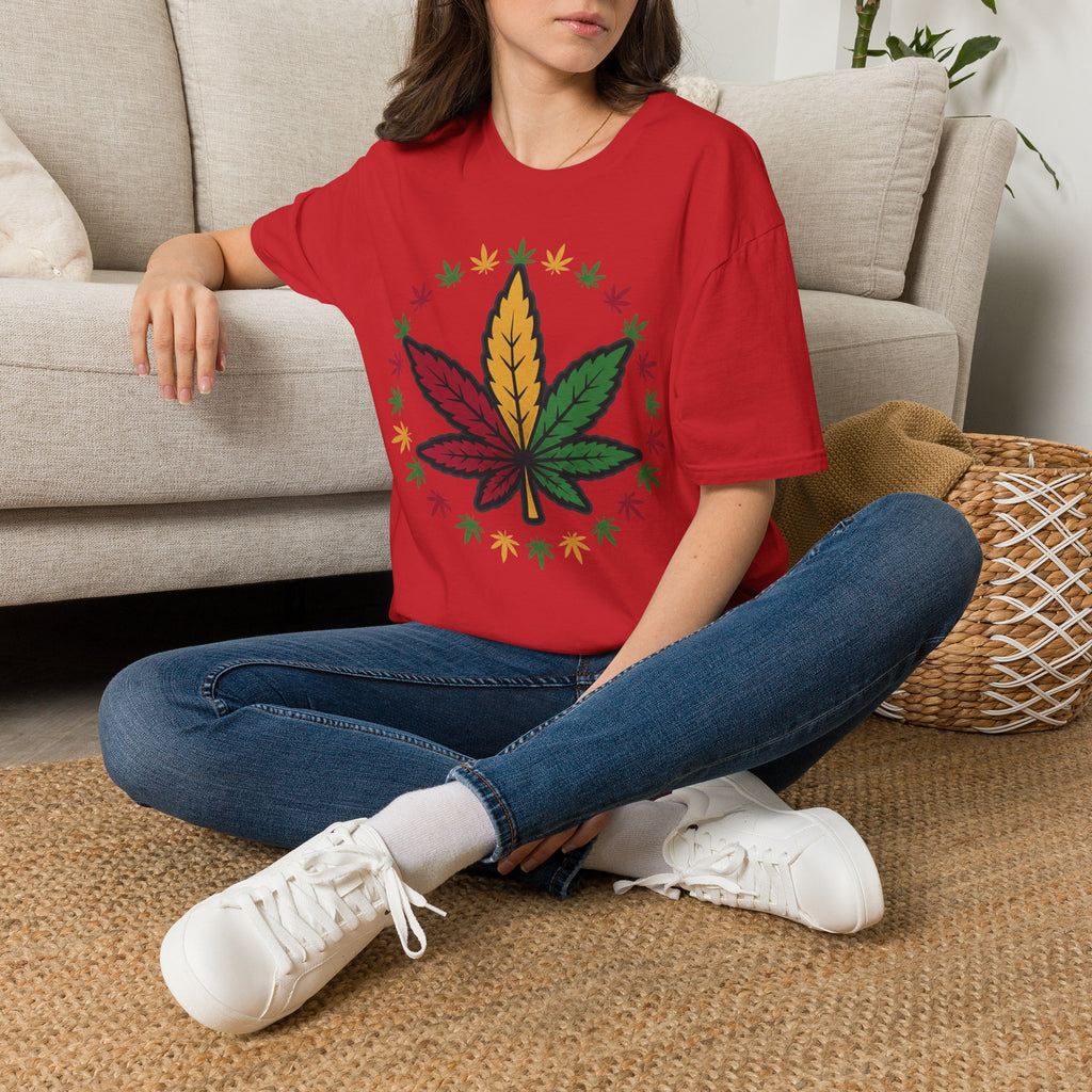 Rasta Cannabis Leaf T-Shirt – Reggae Red Yellow Green Marijuana Tee