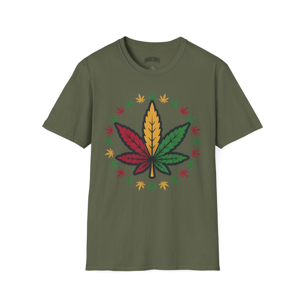 Rasta Cannabis Leaf T-Shirt – Reggae Red Yellow Green Marijuana Tee