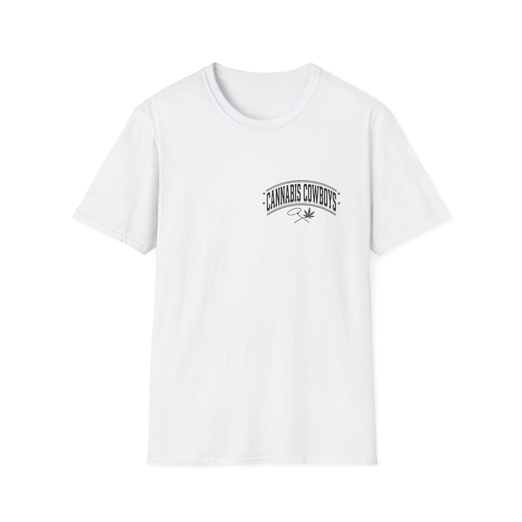 Cannabis Cowboys Pocket Logo T-Shirt — Minimal Stoner Western Tee