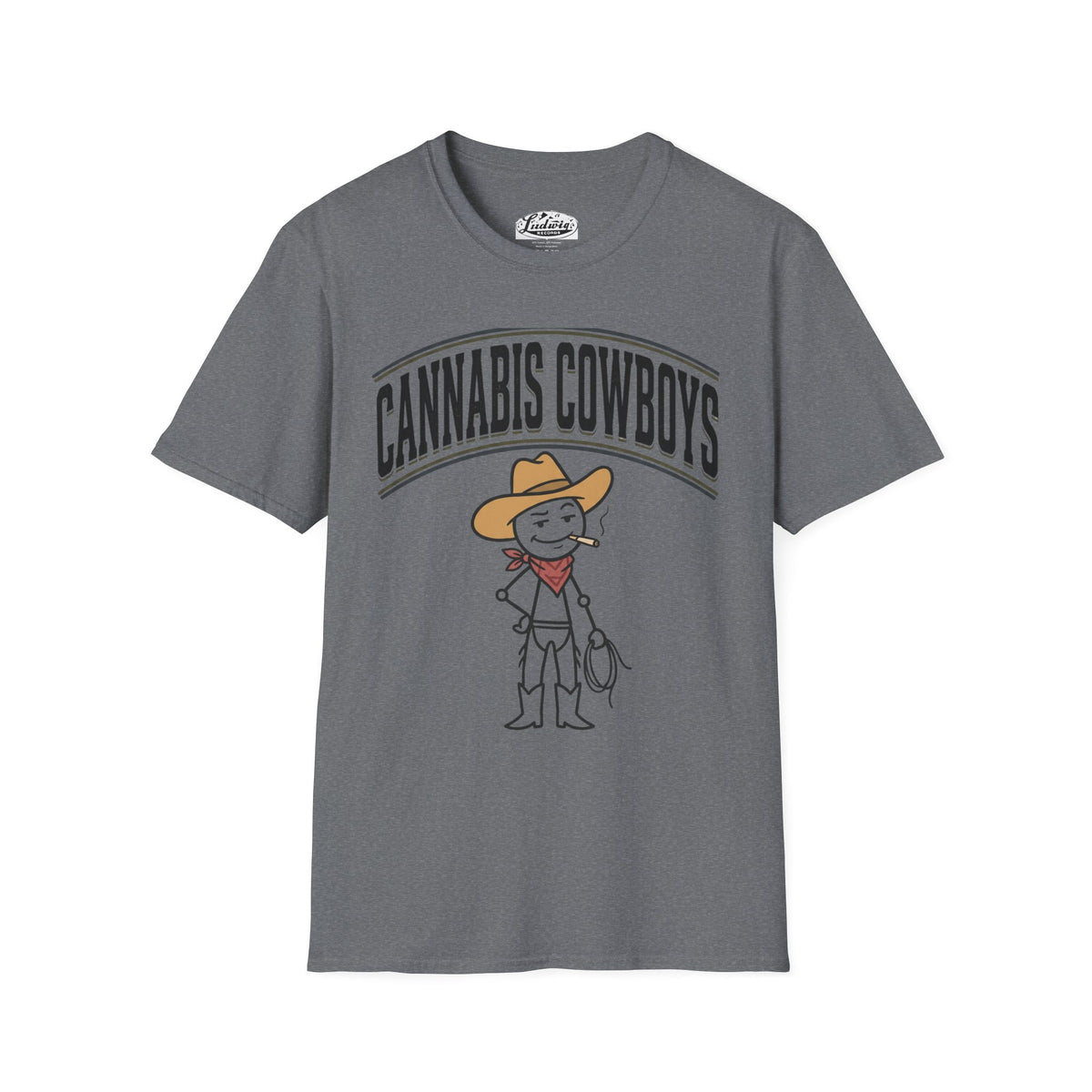 Cowboy Character T-Shirt — Cute Western Smoking Stick Figure Tee
