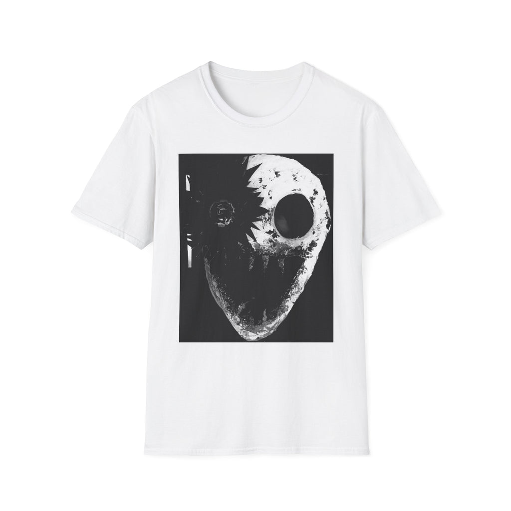 Hockey Mask Horror T-Shirt — Distressed Black & White Mask Graphic