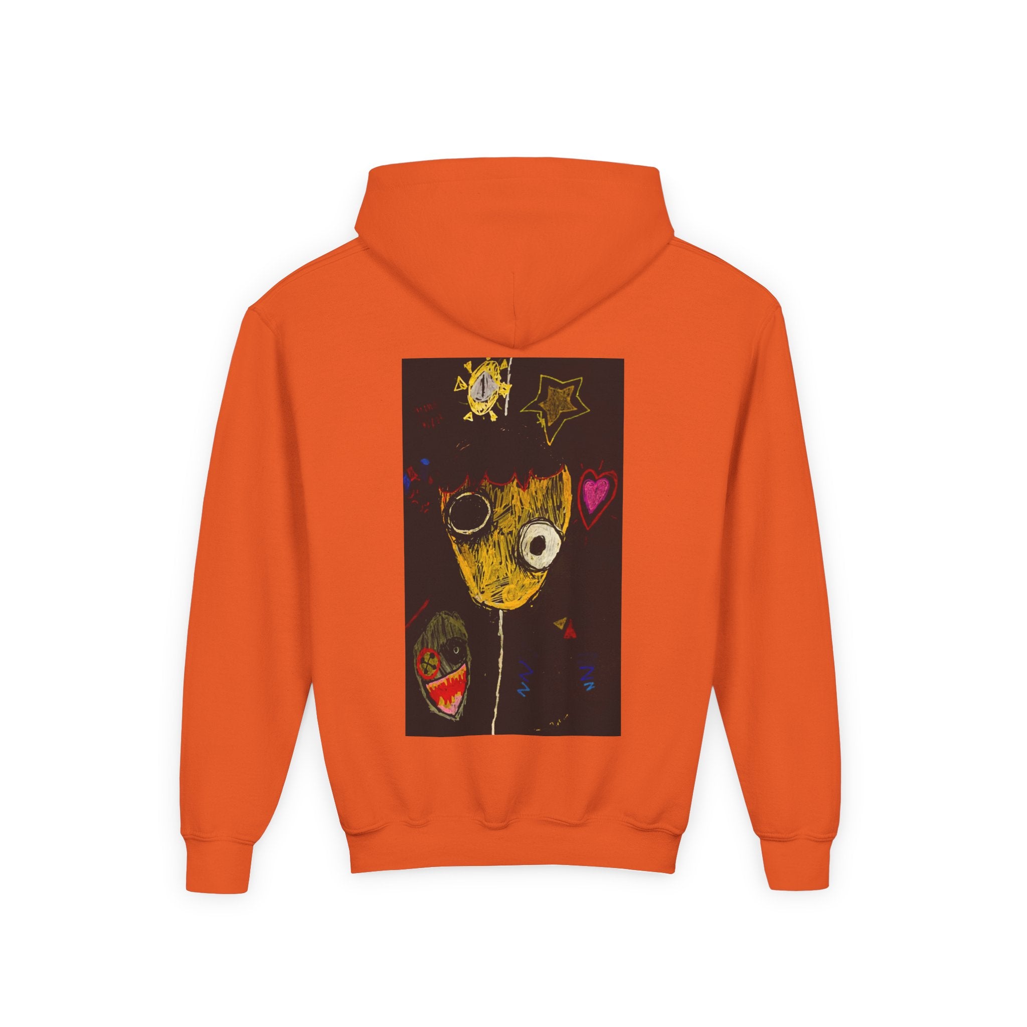 Youth Hoodie — Playful Smiley Monster Art Sweatshirt