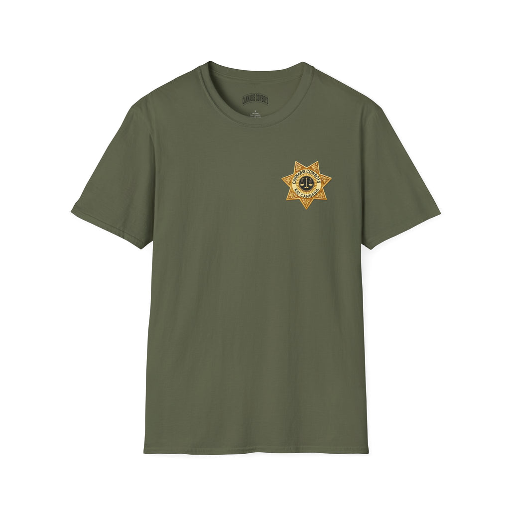 Sheriff Badge Pocket T‑Shirt — Vintage Law Enforcement Star Chest Tee