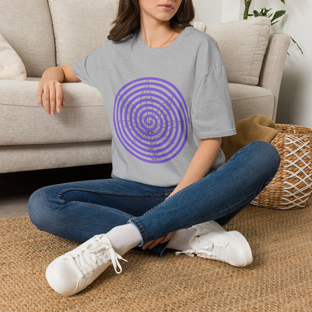 Spiral Target Graphic T-Shirt — Purple Concentric Circles Trendy Tee