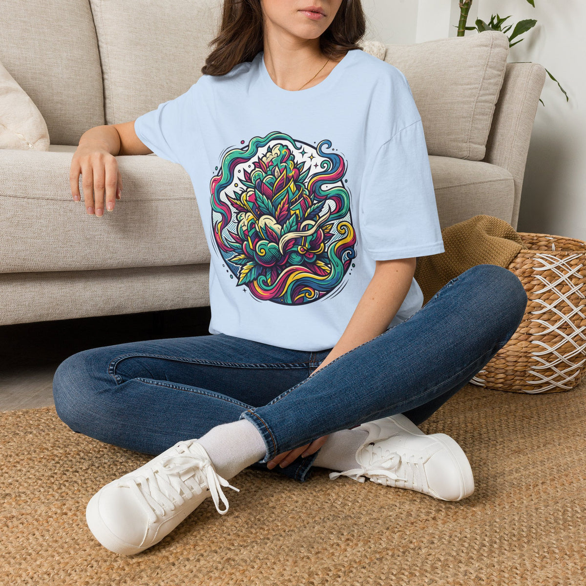 Psychedelic Botanical Tee — Colorful Abstract Floral Mandala T-Shirt