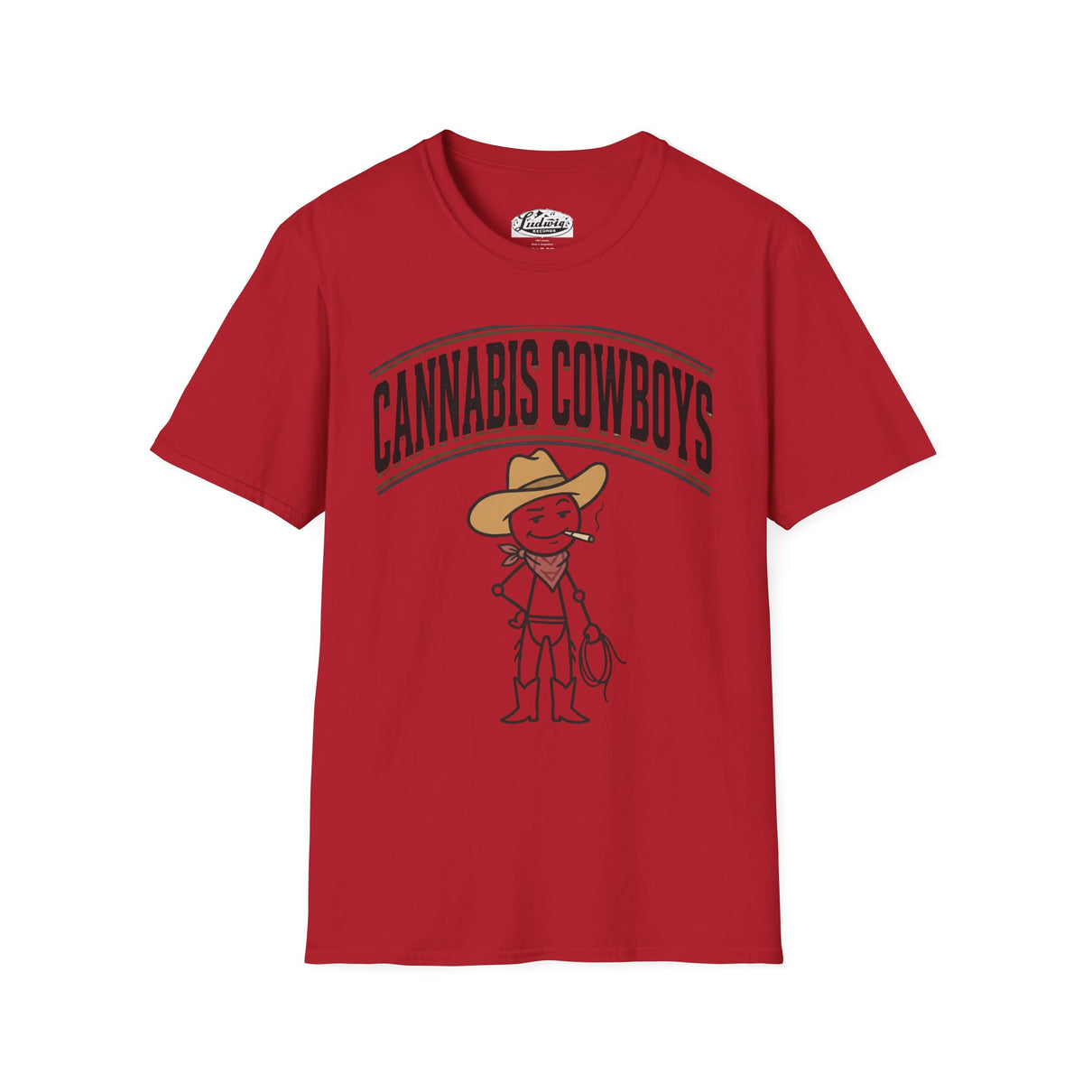 Cowboy Character T-Shirt — Cute Western Smoking Stick Figure Tee