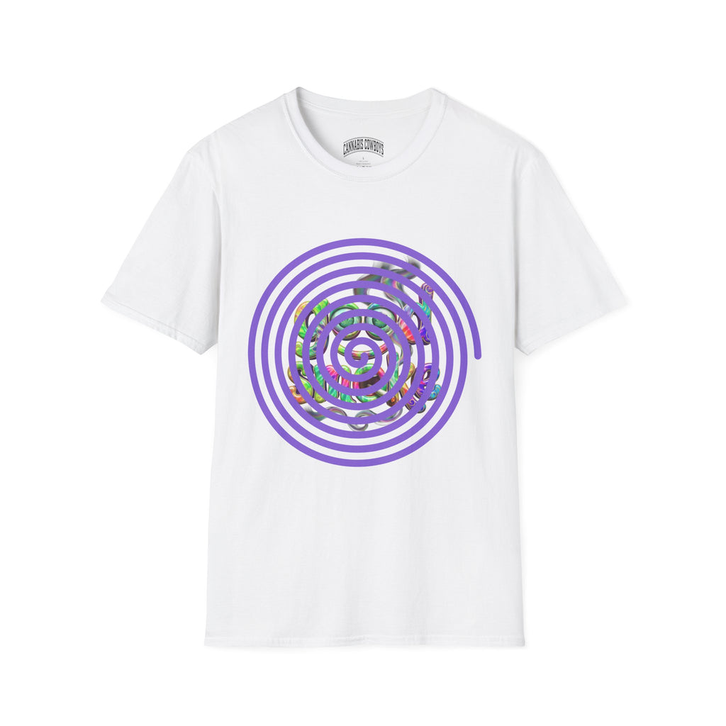 Spiral Vortex Floral T-Shirt — Purple Concentric Circle Graphic Tee