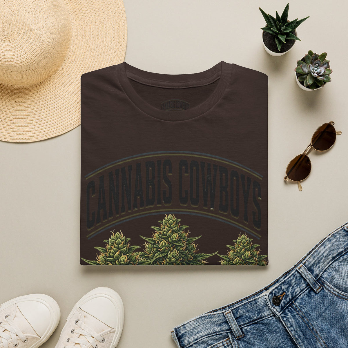 Cannabis Cowboys T-Shirt — Vintage Marijuana Graphic Tee for Enthusiasts