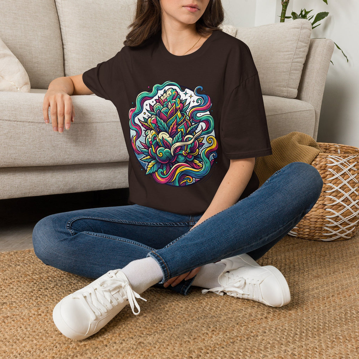 Psychedelic Botanical Tee — Colorful Abstract Floral Mandala T-Shirt