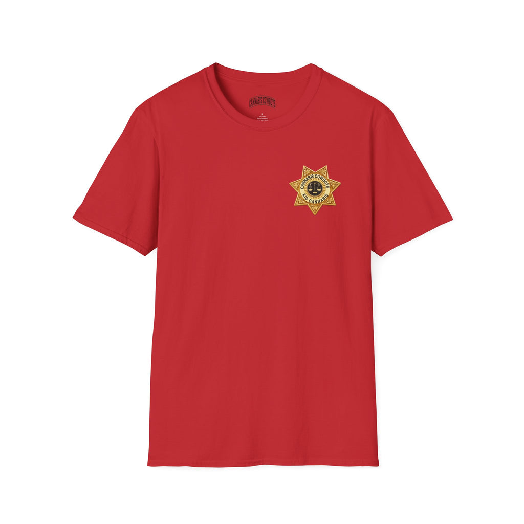 Sheriff Badge Pocket T‑Shirt — Vintage Law Enforcement Star Chest Tee