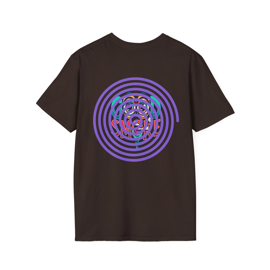 Spiral Vortex Floral T-Shirt — Purple Concentric Circle Graphic Tee