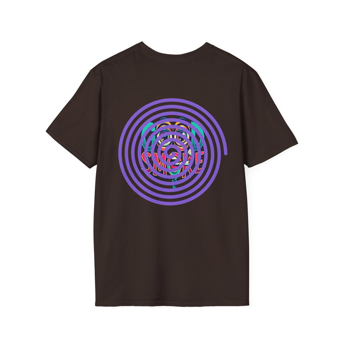 Spiral Vortex Floral T-Shirt — Purple Concentric Circle Graphic Tee