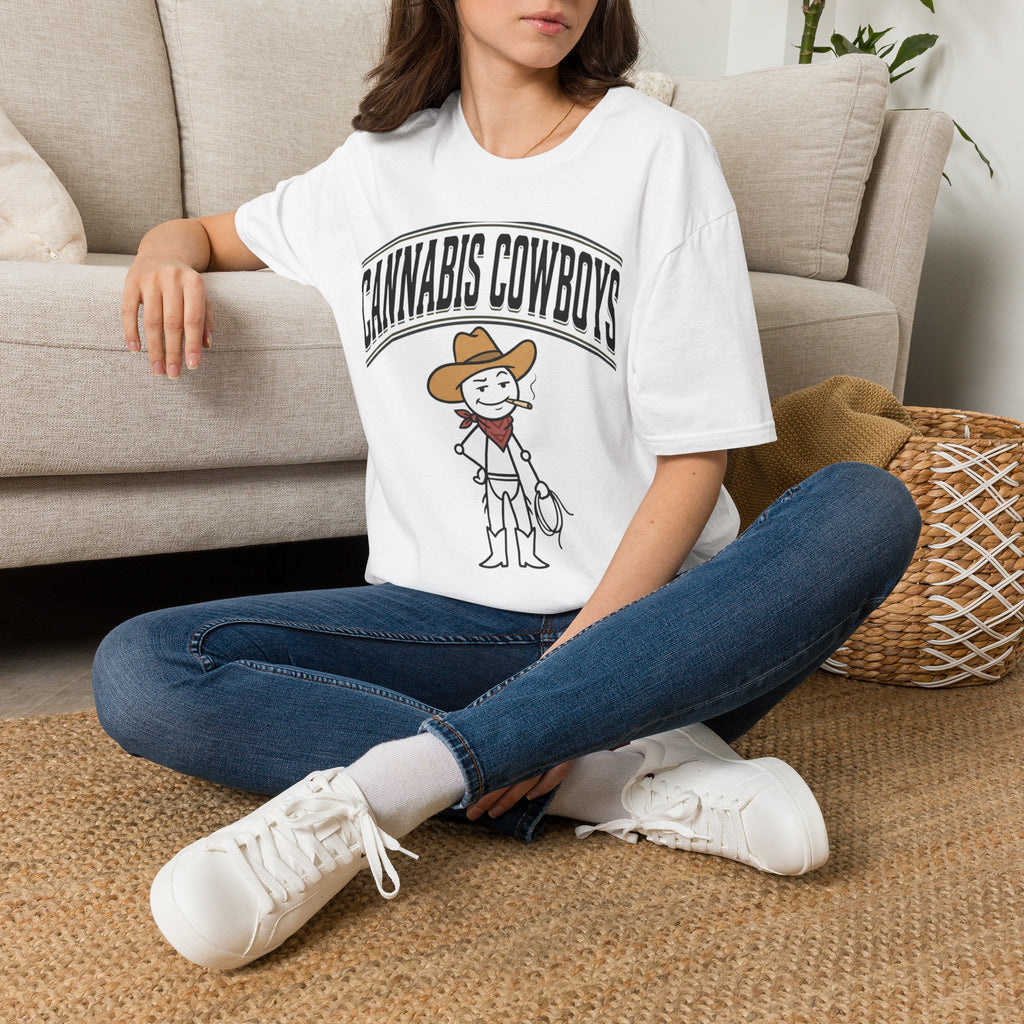Cowboy Character T-Shirt — Cute Western Smoking Stick Figure Tee
