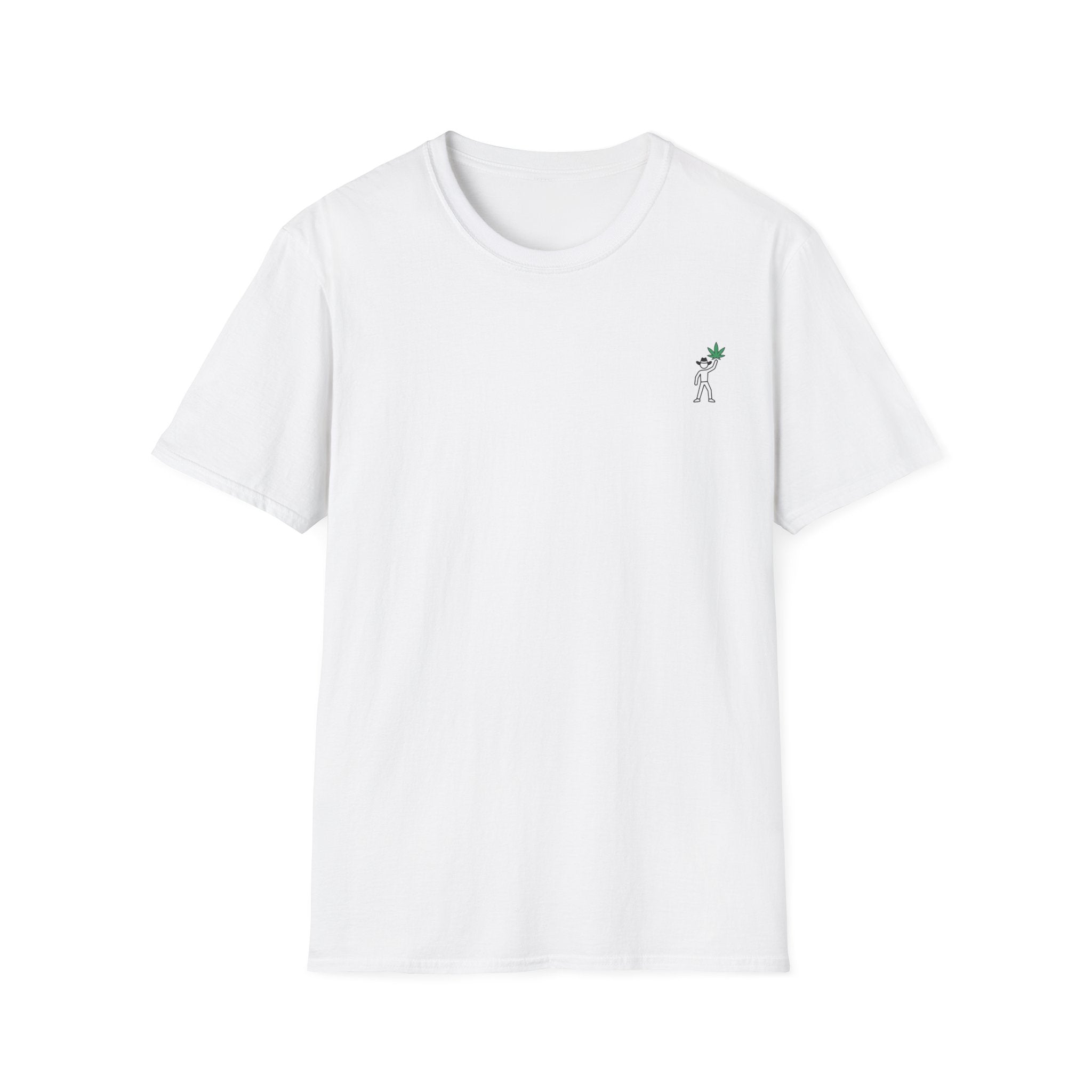 Minimalist Pocket Plant T‑Shirt — Small Line Art Leaf Graphic