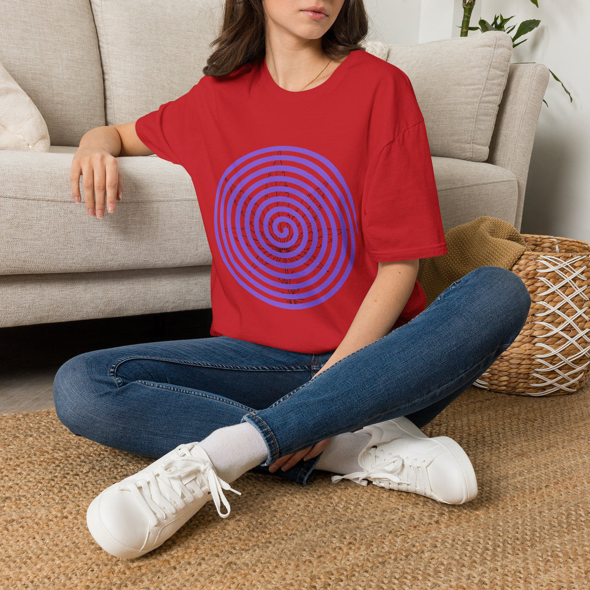 Spiral Target Graphic T-Shirt — Purple Concentric Circles Trendy Tee