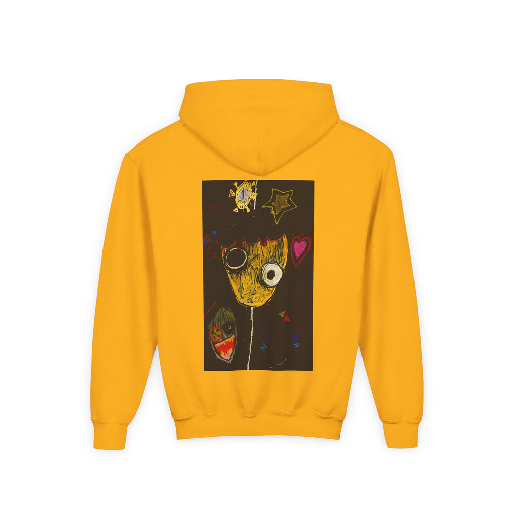 Youth Hoodie — Playful Smiley Monster Art Sweatshirt
