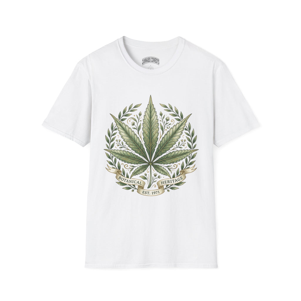 Cannabis Leaf Botanical T-Shirt — Vintage Herbal Plant Tee
