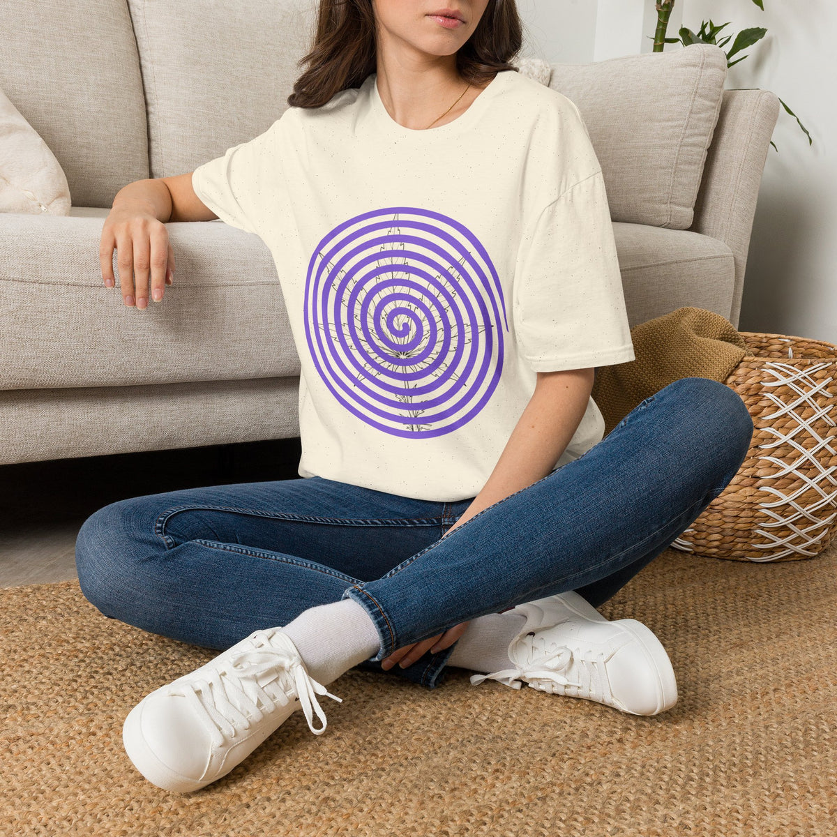 Spiral Target Graphic T-Shirt — Purple Concentric Circles Trendy Tee