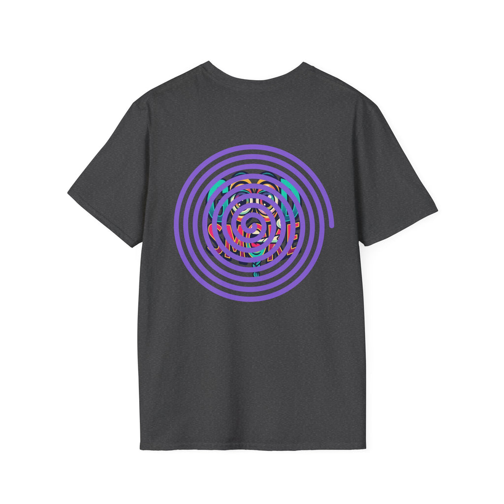 Spiral Vortex Floral T-Shirt — Purple Concentric Circle Graphic Tee