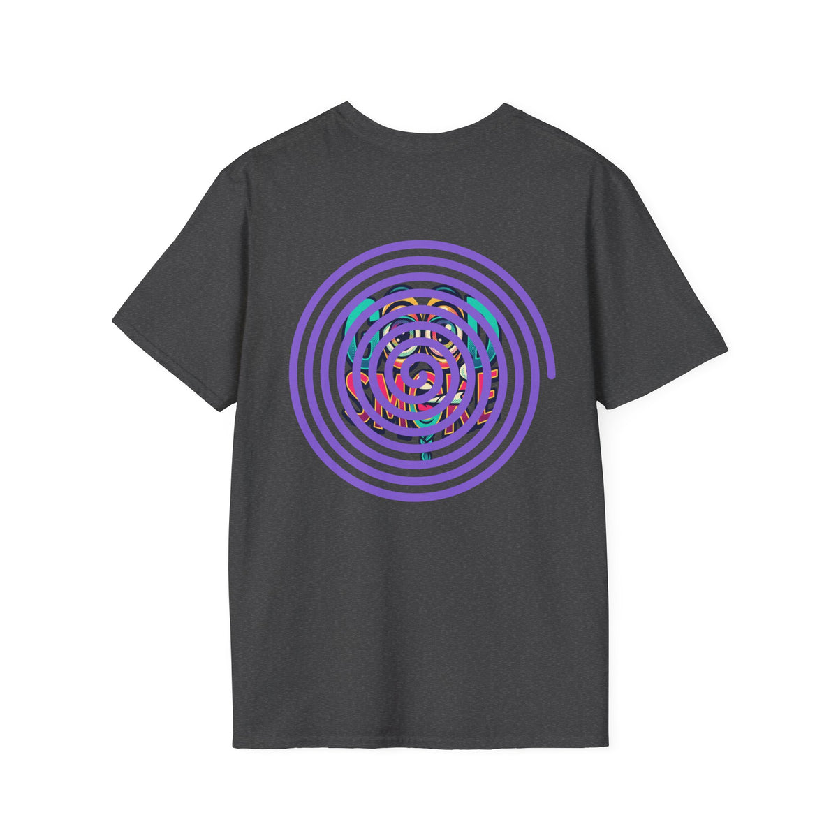 Spiral Vortex Floral T-Shirt — Purple Concentric Circle Graphic Tee