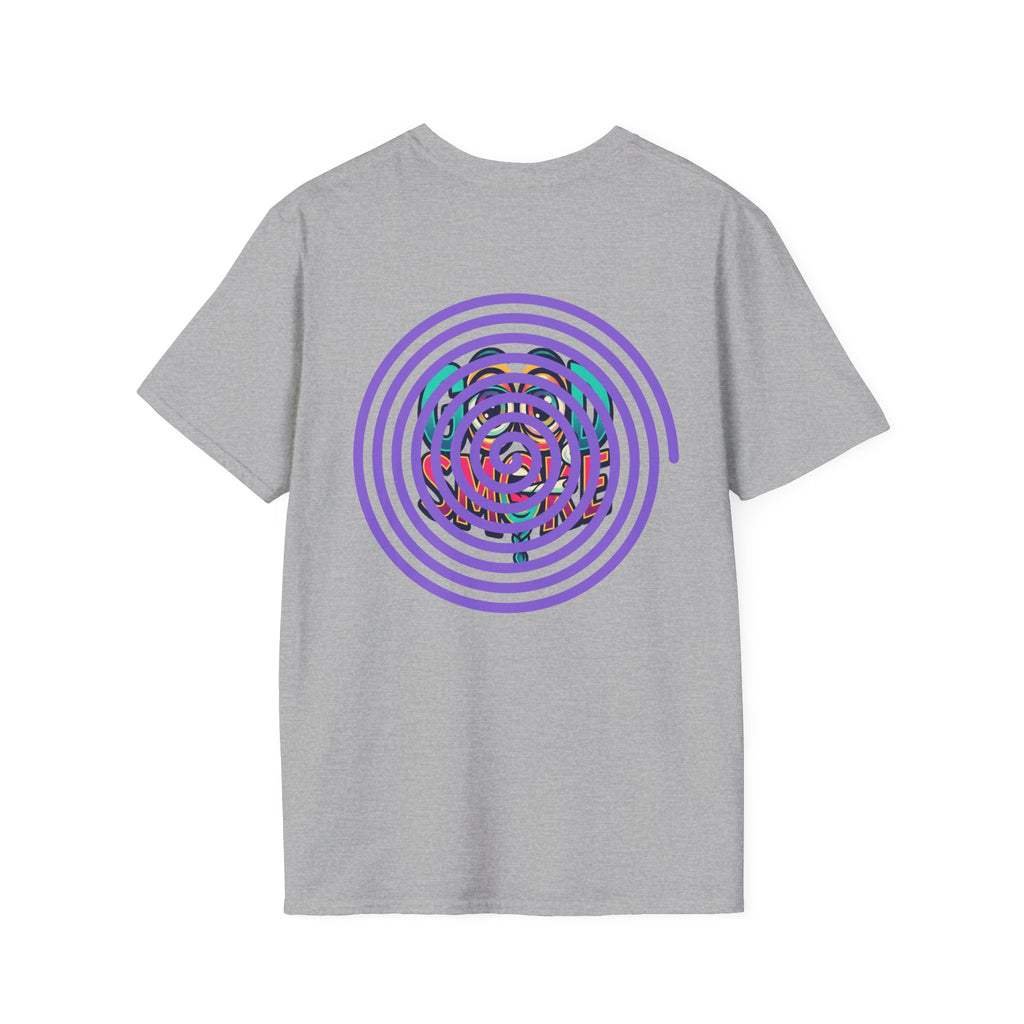 Spiral Vortex Floral T-Shirt — Purple Concentric Circle Graphic Tee