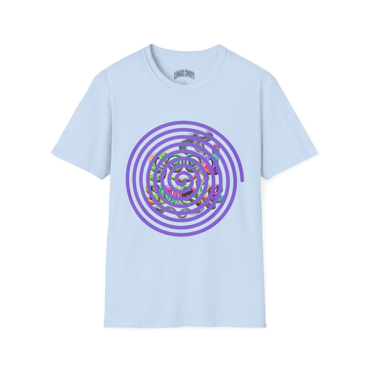 Spiral Vortex Floral T-Shirt — Purple Concentric Circle Graphic Tee