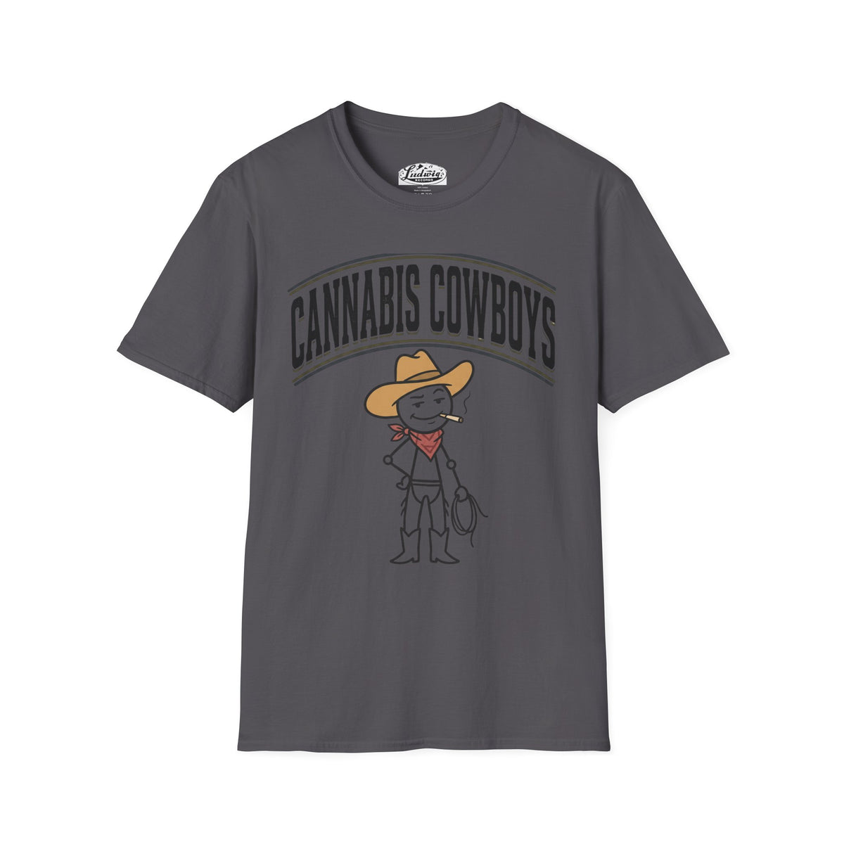 Cowboy Character T-Shirt — Cute Western Smoking Stick Figure Tee